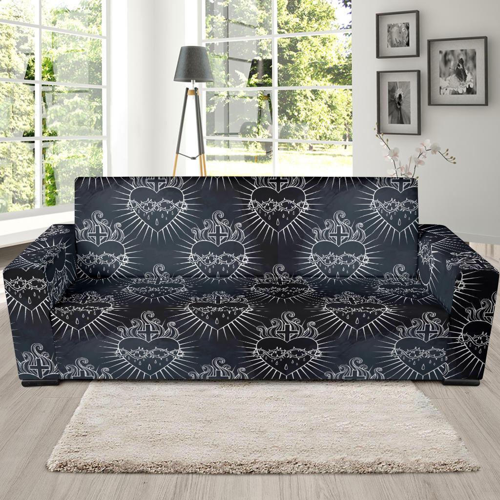 Christian Heart Tattoo Style Sofa Slipcover-JTAMIGO.COM