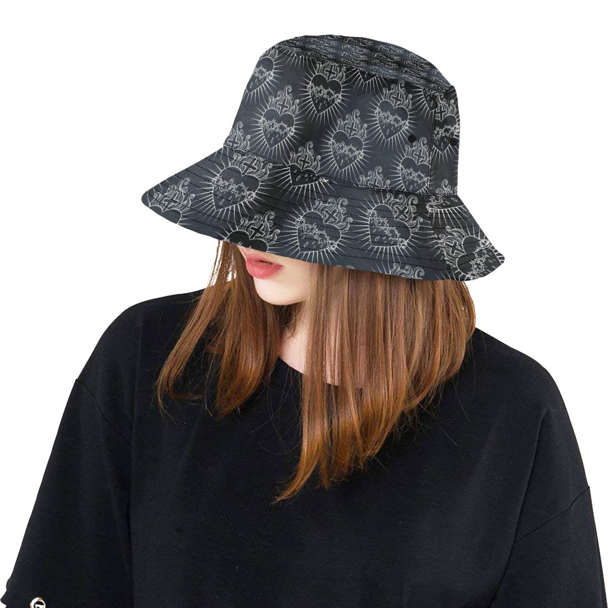 Christian Heart Tattoo Style Unisex Bucket Hat