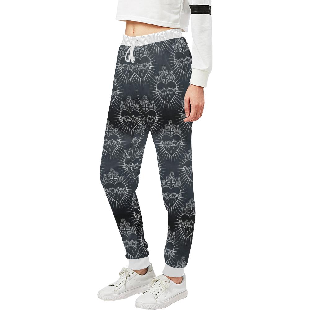 Christian Heart Tattoo Style Unisex Casual Sweatpants (Model L11)-JTAMIGO.COM