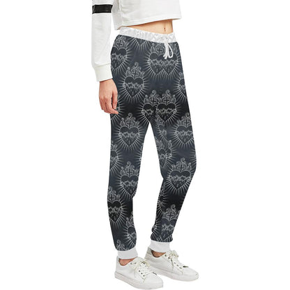 Christian Heart Tattoo Style Unisex Casual Sweatpants (Model L11)-JTAMIGO.COM