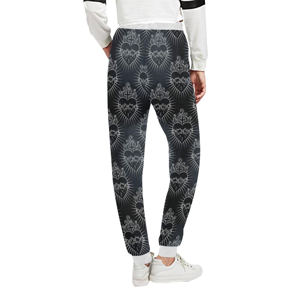 Christian Heart Tattoo Style Unisex Casual Sweatpants (Model L11)-JTAMIGO.COM
