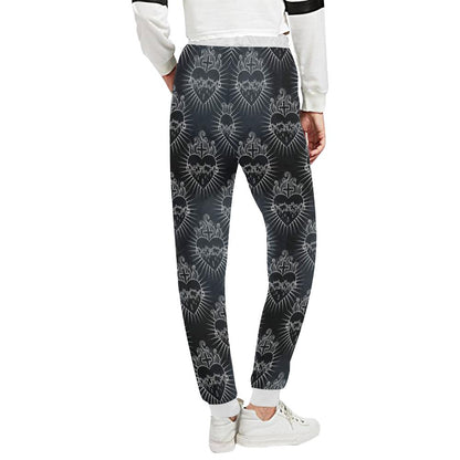 Christian Heart Tattoo Style Unisex Casual Sweatpants (Model L11)-JTAMIGO.COM