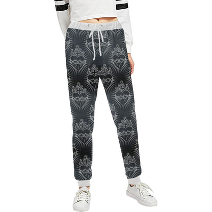 Christian Heart Tattoo Style Unisex Casual Sweatpants (Model L11)-JTAMIGO.COM