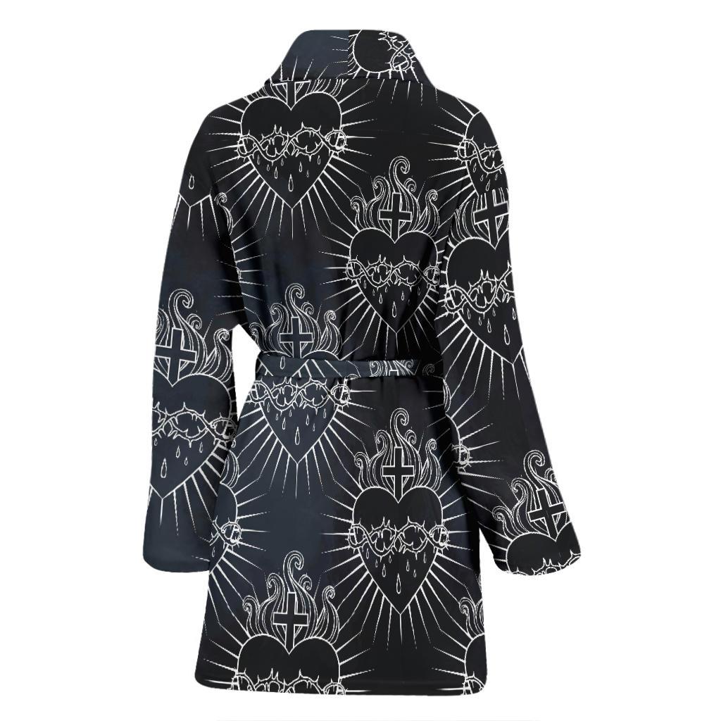 Christian Heart Tattoo Style Women Bath Robe-JTAMIGO.COM