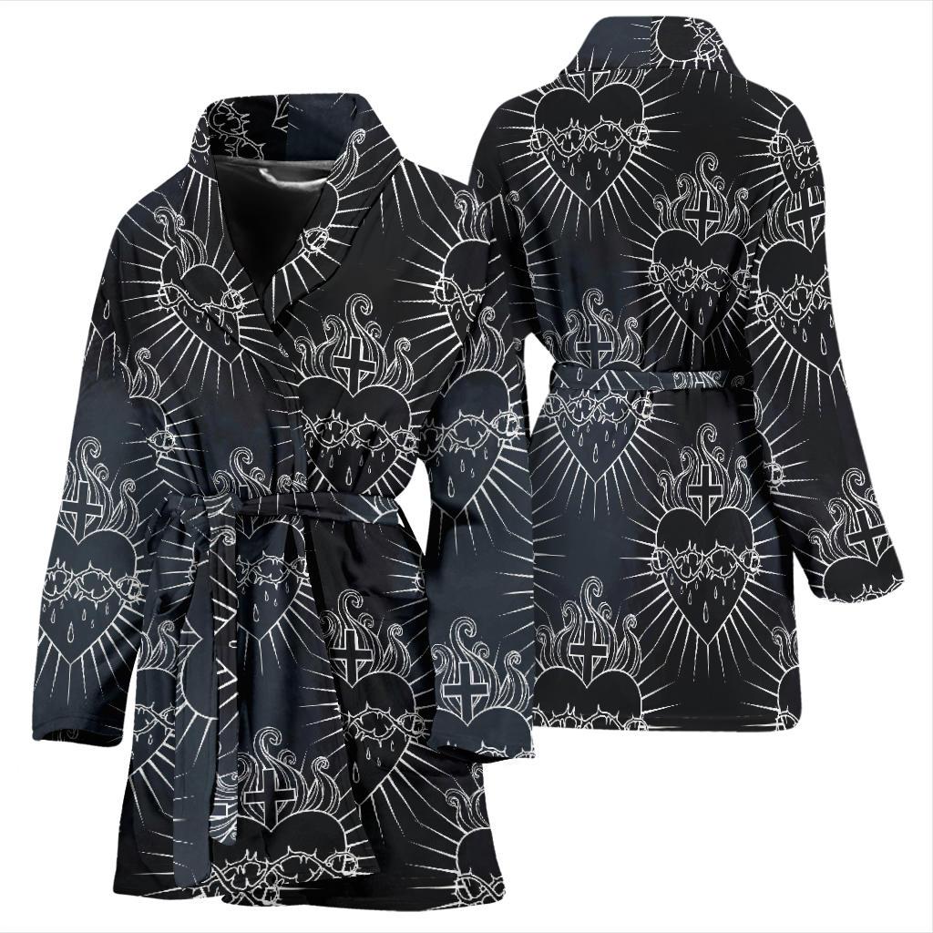 Christian Heart Tattoo Style Women Bath Robe-JTAMIGO.COM