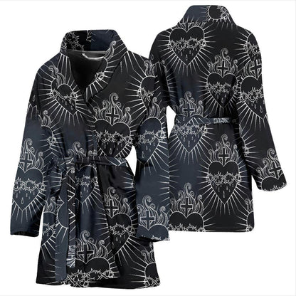 Christian Heart Tattoo Style Women Bath Robe-JTAMIGO.COM