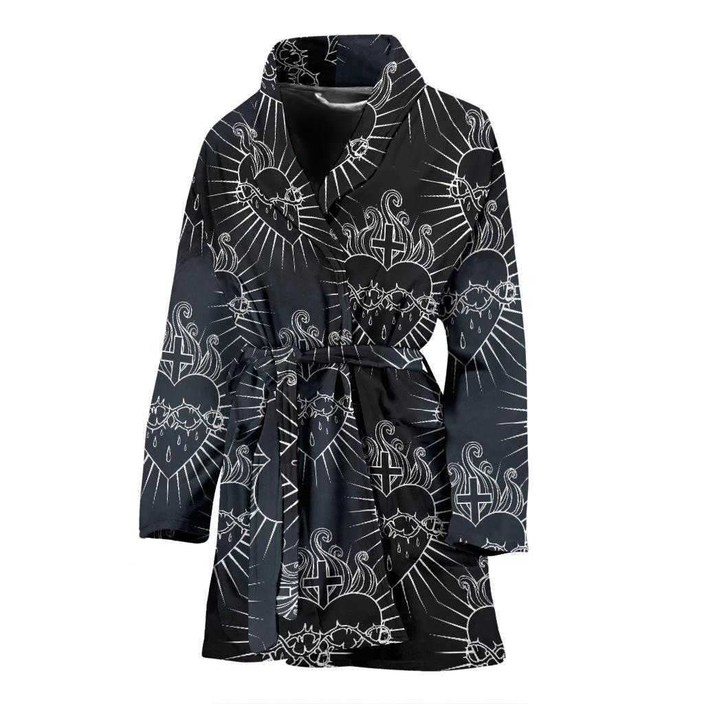 Christian Heart Tattoo Style Women Bath Robe-JTAMIGO.COM