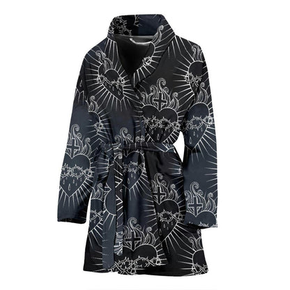 Christian Heart Tattoo Style Women Bath Robe-JTAMIGO.COM