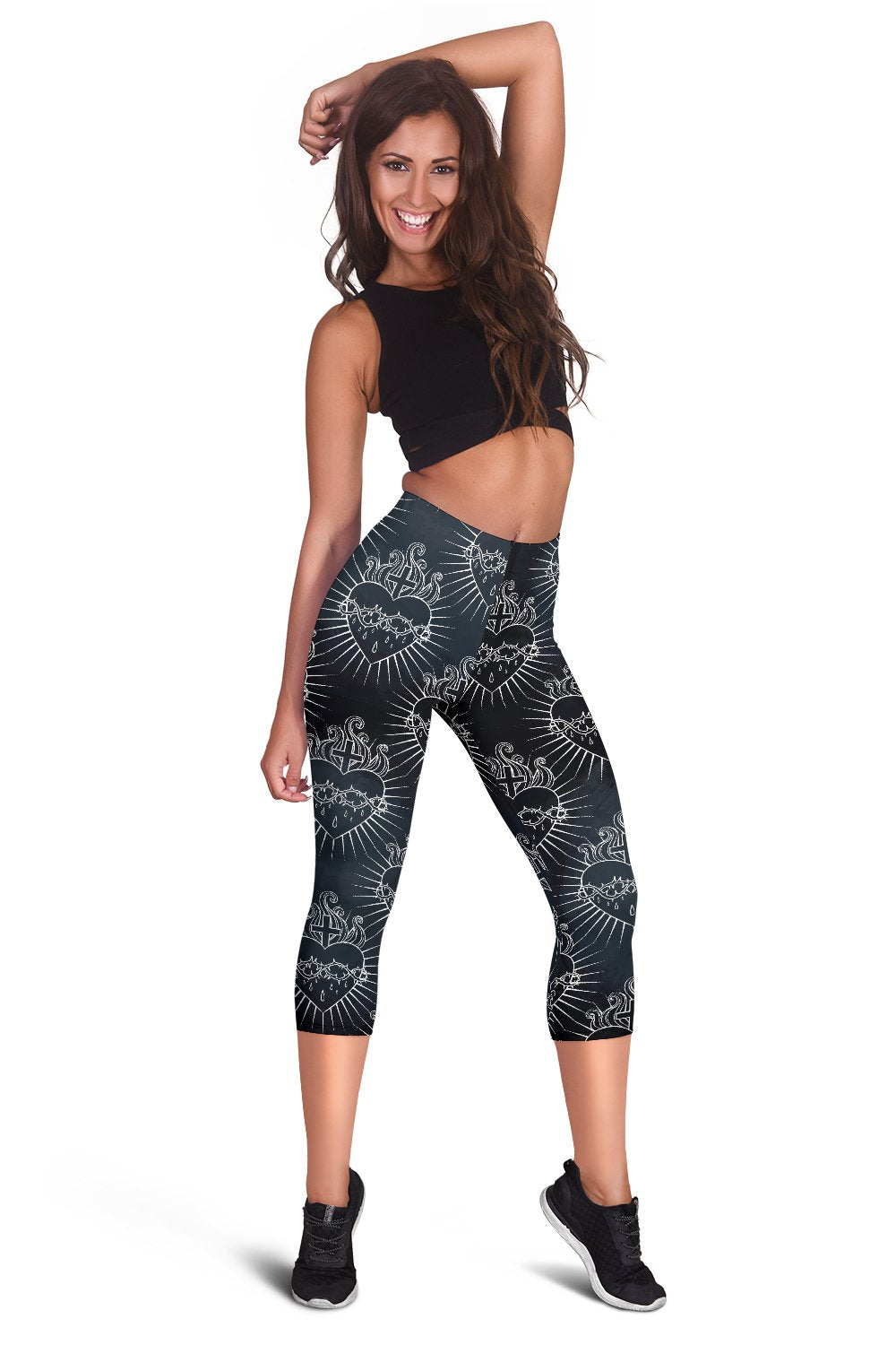 Christian Heart Tattoo Style Women Capris
