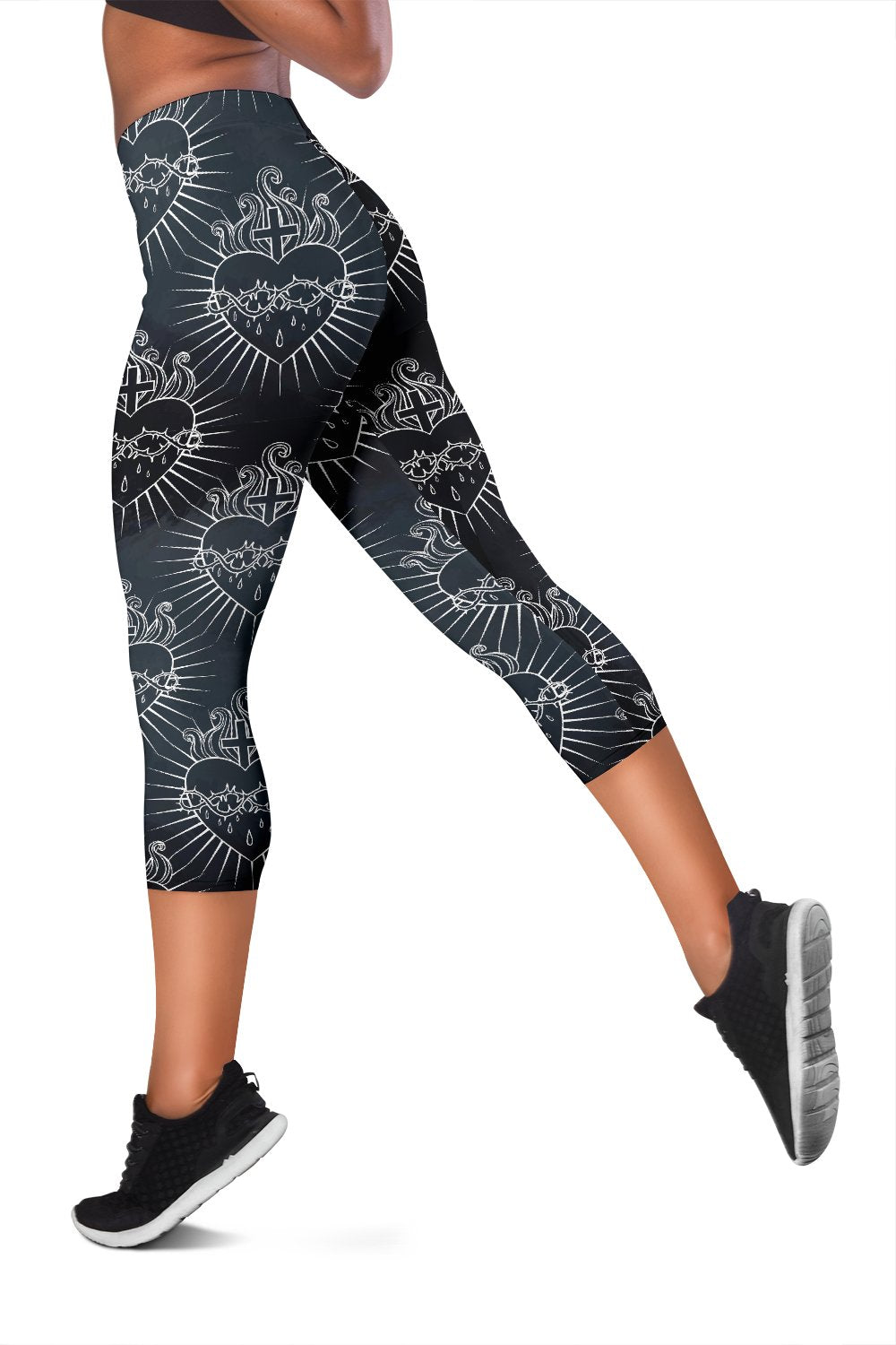 Christian Heart Tattoo Style Women Capris