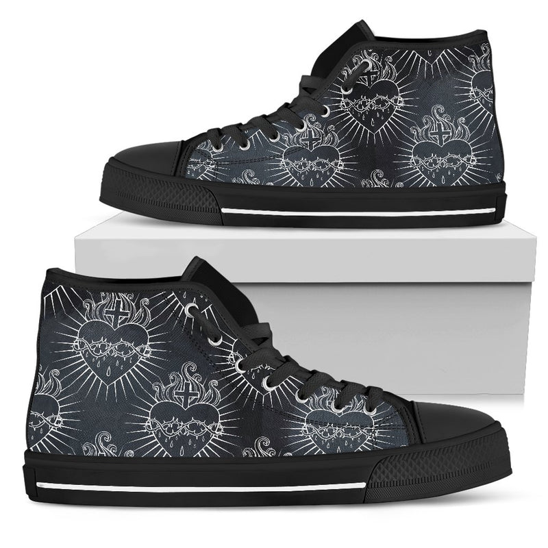 Christian Heart Tattoo Style Women High Top Shoes