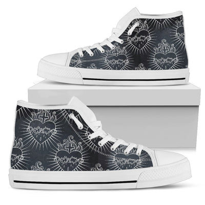 Christian Heart Tattoo Style Women High Top Shoes