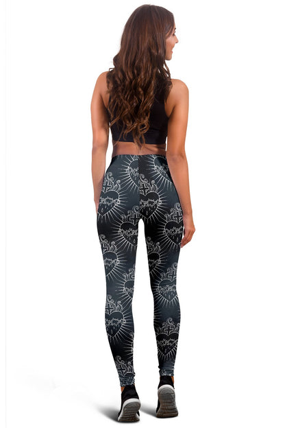 Christian Heart Tattoo Style Women Leggings