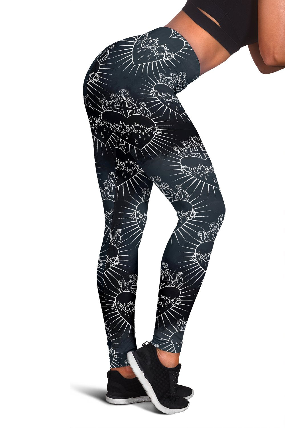 Christian Heart Tattoo Style Women Leggings