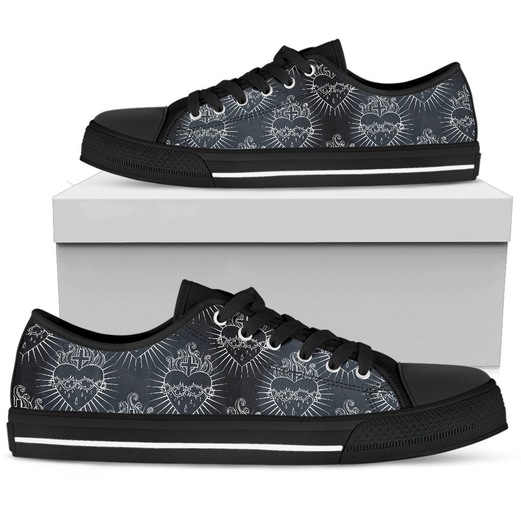 Christian Heart Tattoo Style Women Low Top Shoes
