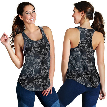 Christian Heart Tattoo Style Women Racerback Tank Top