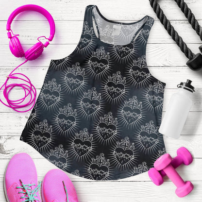 Christian Heart Tattoo Style Women Racerback Tank Top