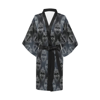 Christian Heart Tattoo Style Women Short Kimono Robe