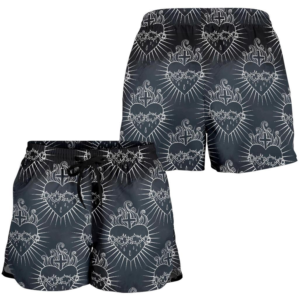 Christian Heart Tattoo Style Women Shorts-JTAMIGO.COM