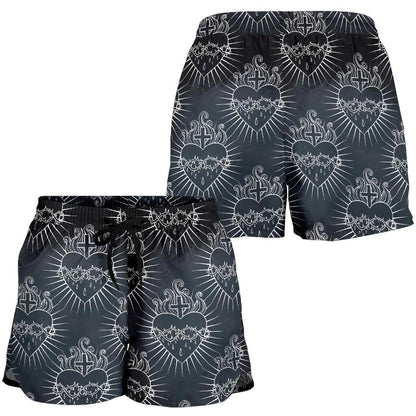 Christian Heart Tattoo Style Women Shorts-JTAMIGO.COM