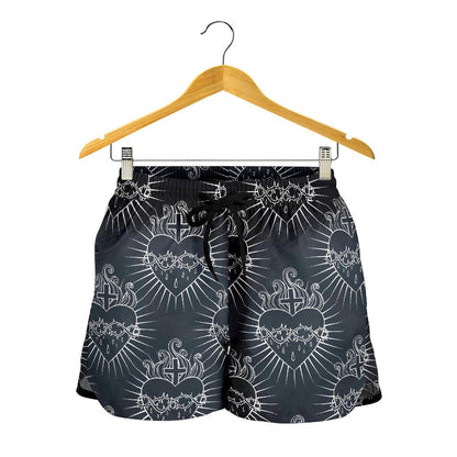 Christian Heart Tattoo Style Women Shorts-JTAMIGO.COM
