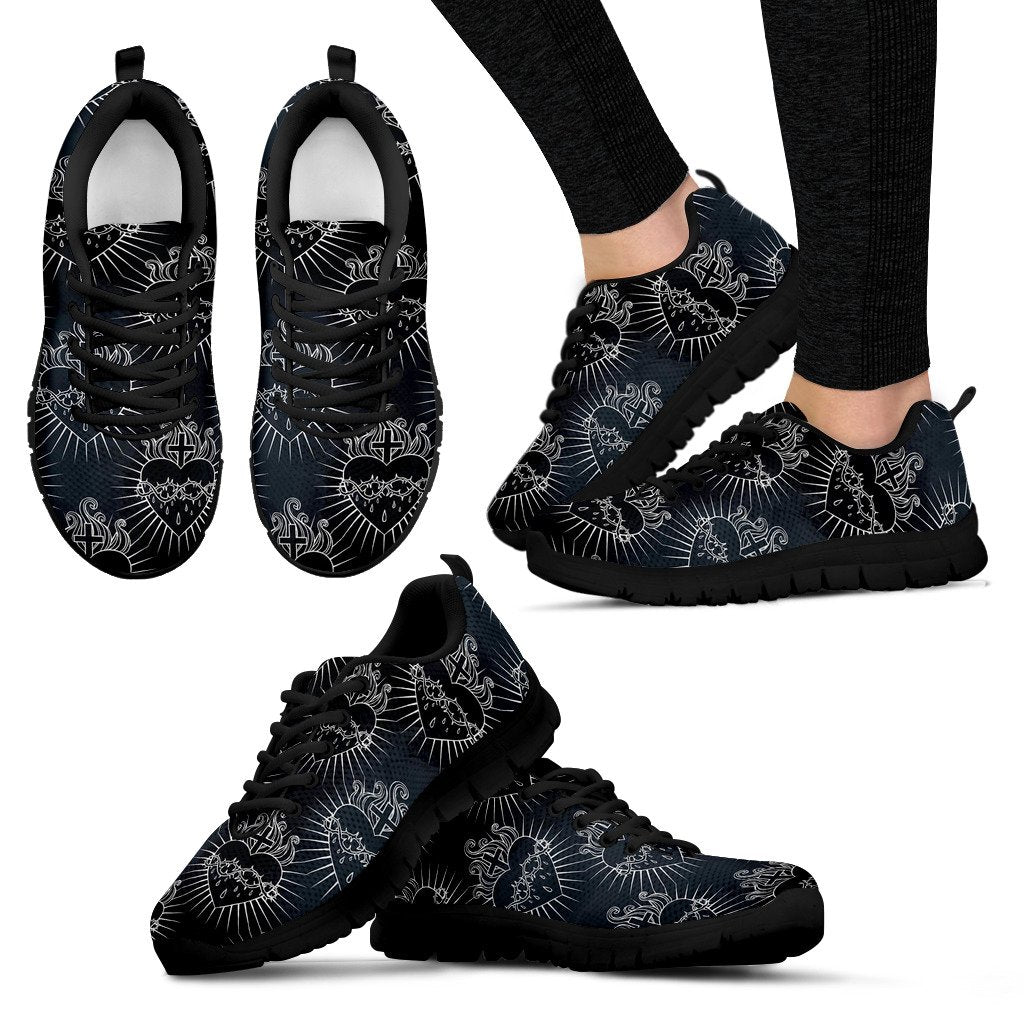 Christian Heart Tattoo Style Women Sneakers Shoes