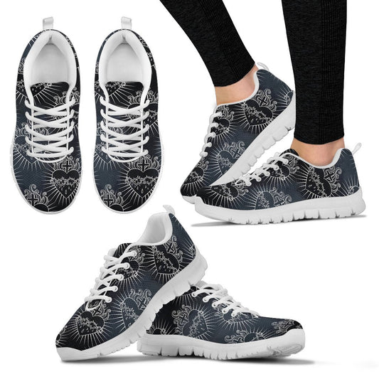 Christian Heart Tattoo Style Women Sneakers Shoes