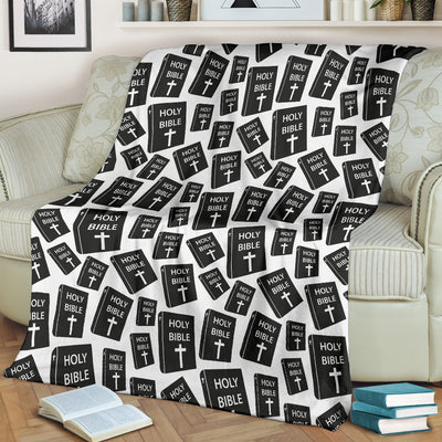 Christian Holy Bible Book Pattern Fleece Blanket