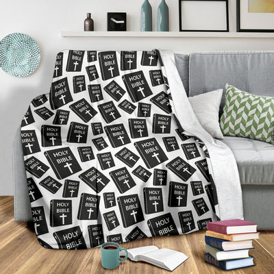 Christian Holy Bible Book Pattern Fleece Blanket