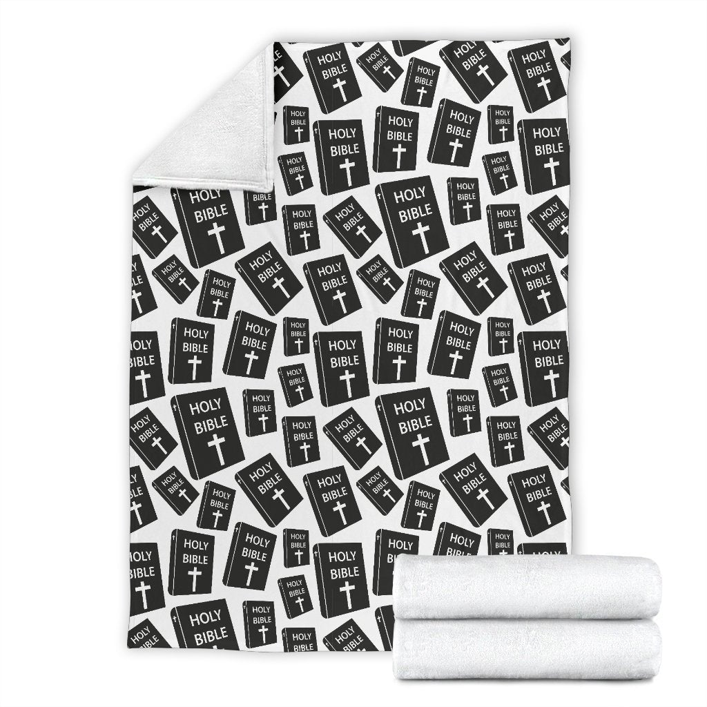 Christian Holy Bible Book Pattern Fleece Blanket