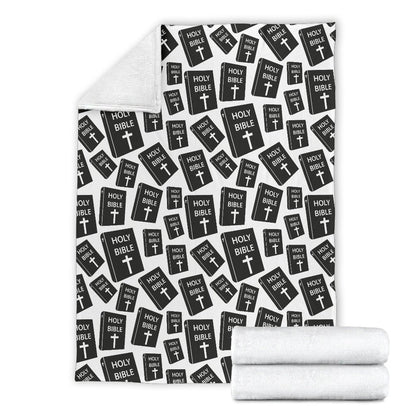 Christian Holy Bible Book Pattern Fleece Blanket