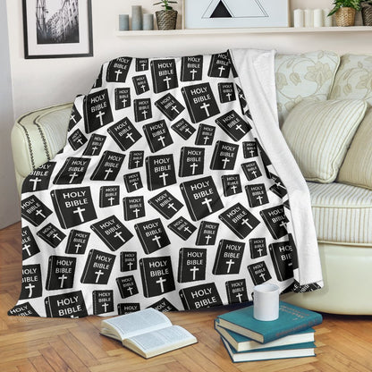 Christian Holy Bible Book Pattern Fleece Blanket