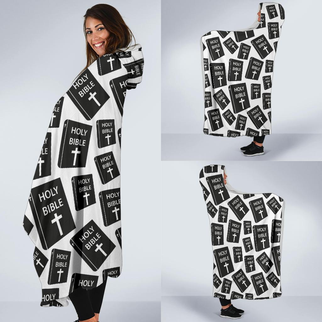 Christian Holy Bible Book Pattern Hooded Blanket-JTAMIGO.COM