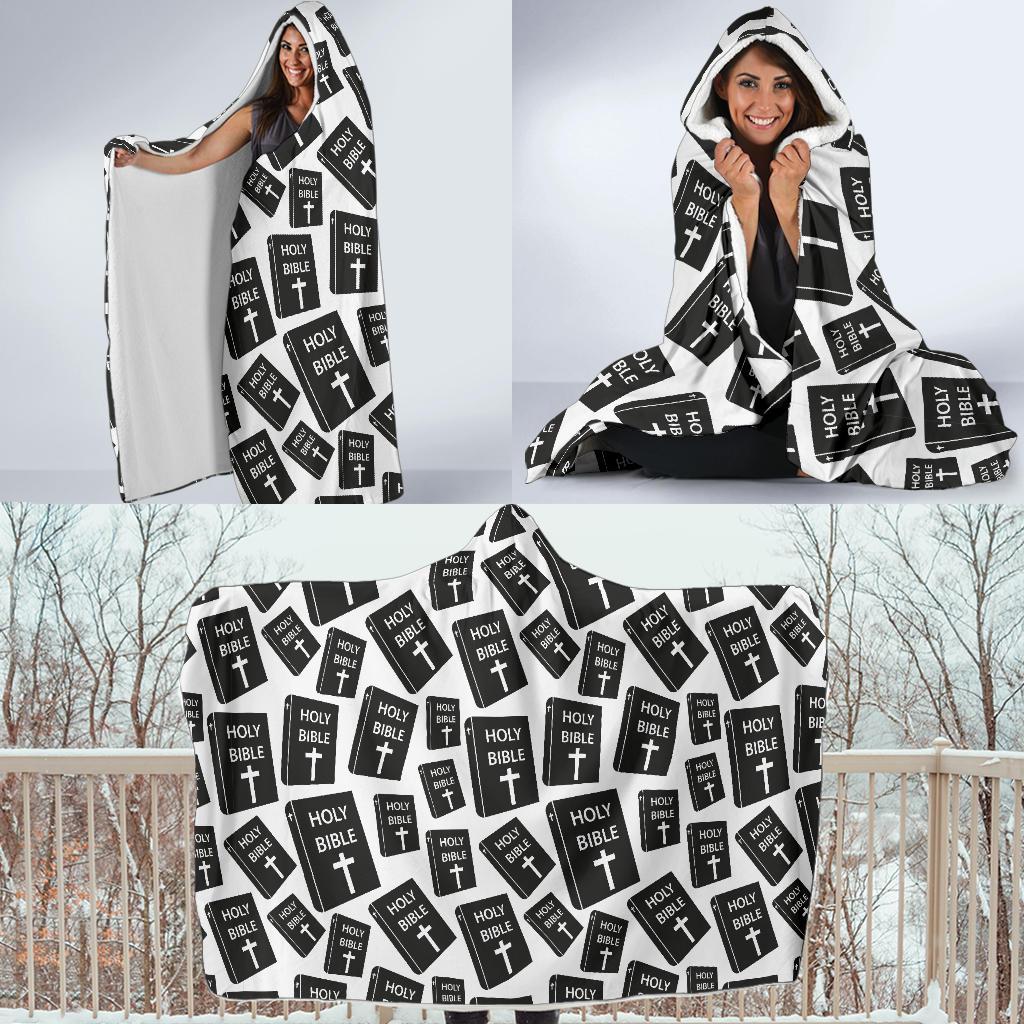 Christian Holy Bible Book Pattern Hooded Blanket-JTAMIGO.COM