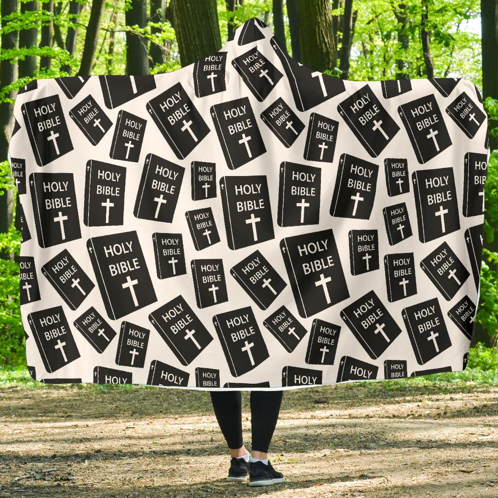 Christian Holy Bible Book Pattern Hooded Blanket-JTAMIGO.COM