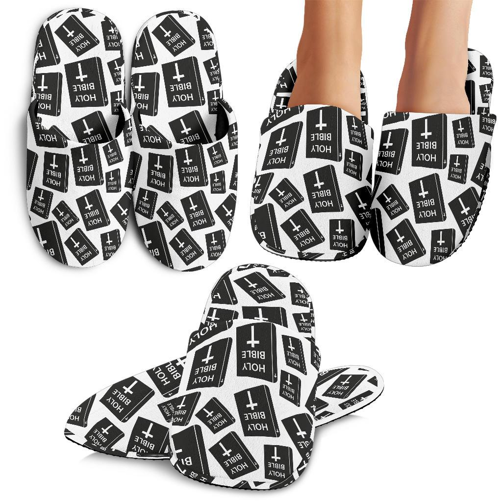 Christian Holy Bible Book Pattern House Slippers
