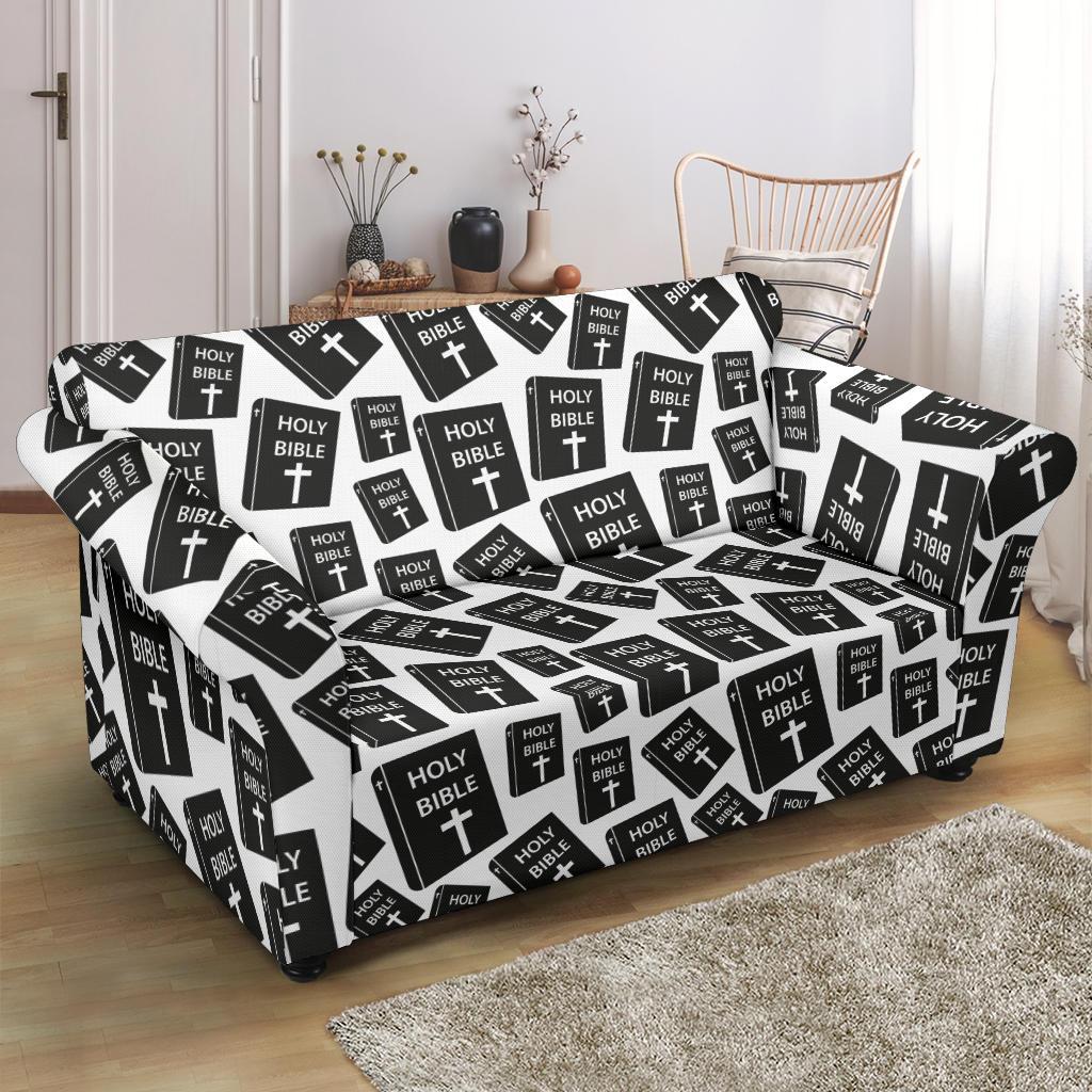 Christian Holy Bible Book Pattern Loveseat Slipcover-JTAMIGO.COM