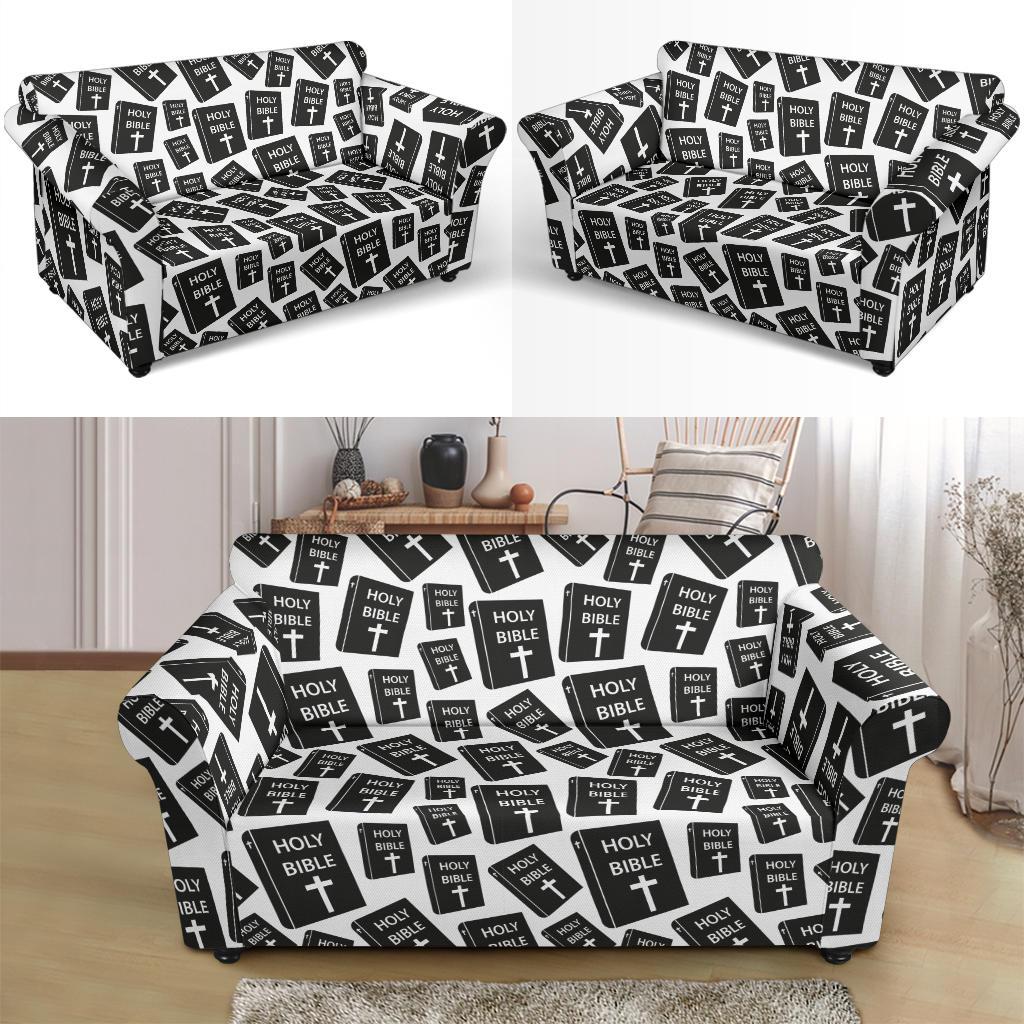 Christian Holy Bible Book Pattern Loveseat Slipcover-JTAMIGO.COM