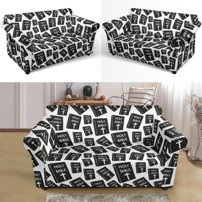 Christian Holy Bible Book Pattern Loveseat Slipcover-JTAMIGO.COM