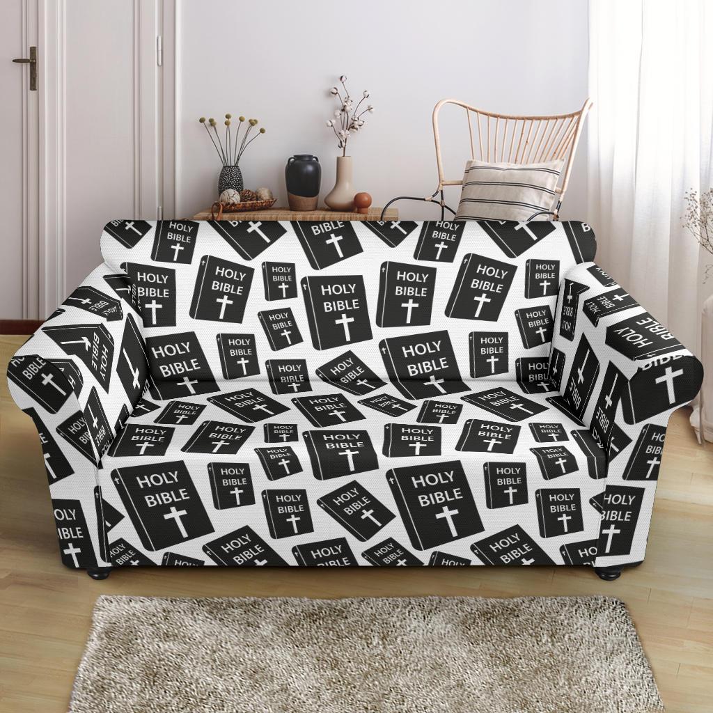 Christian Holy Bible Book Pattern Loveseat Slipcover-JTAMIGO.COM
