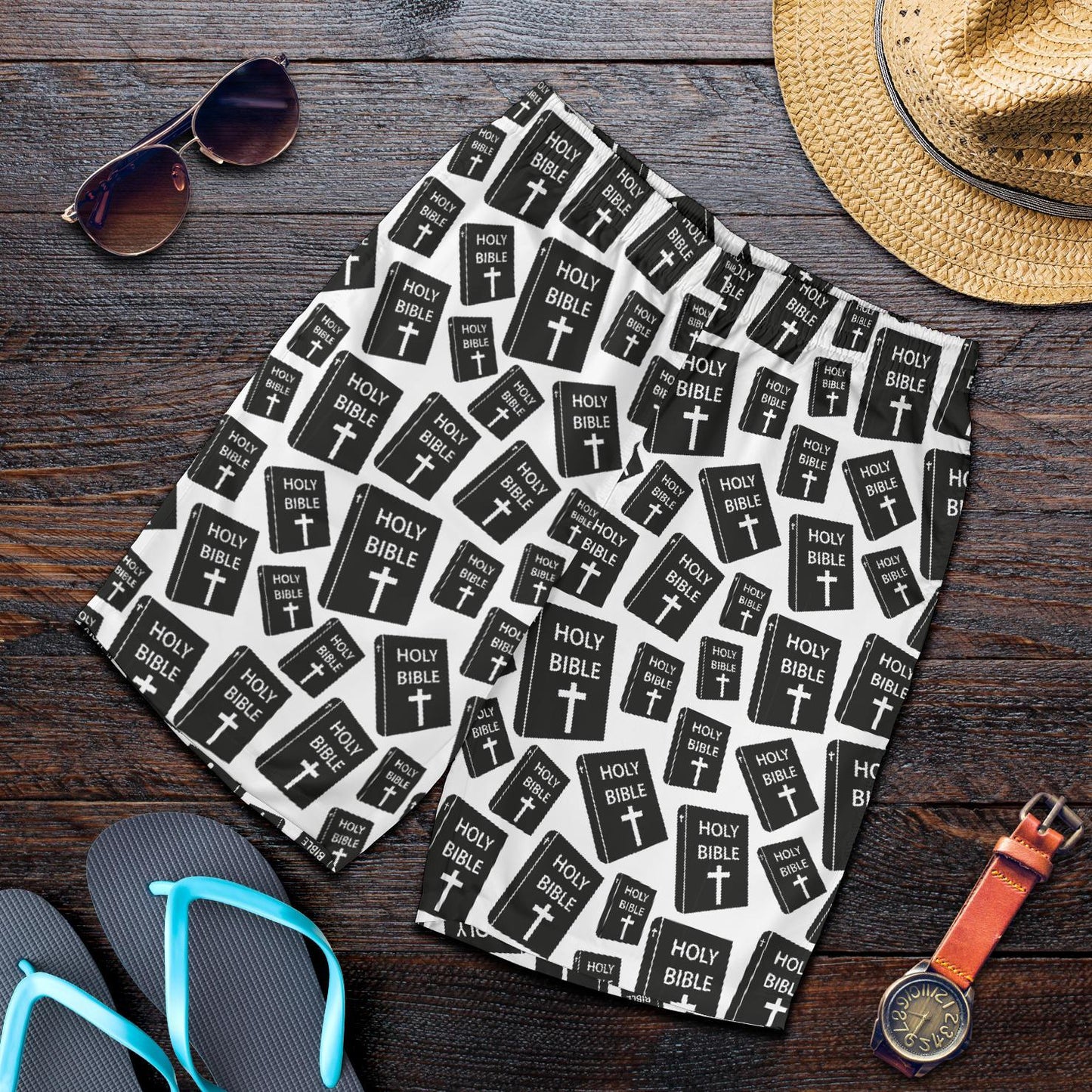 Christian Holy Bible Book Pattern Mens Shorts-JTAMIGO.COM