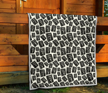 Christian Holy Bible Book Pattern Premium Quilt-JTAMIGO.COM