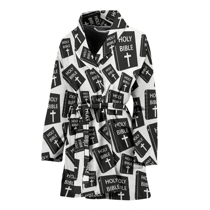 Christian Holy Bible Book Pattern Women Bath Robe-JTAMIGO.COM