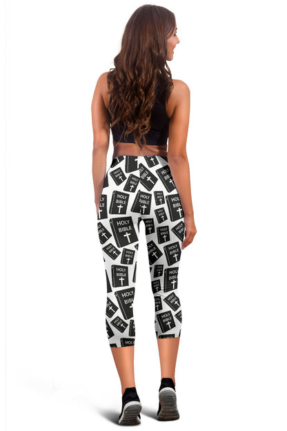 Christian Holy Bible Book Pattern Women Capris