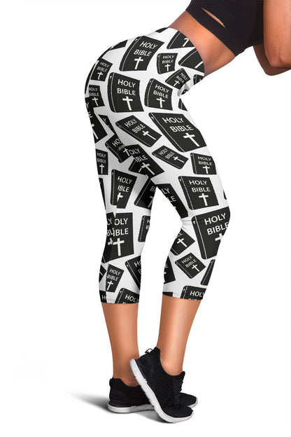 Christian Holy Bible Book Pattern Women Capris