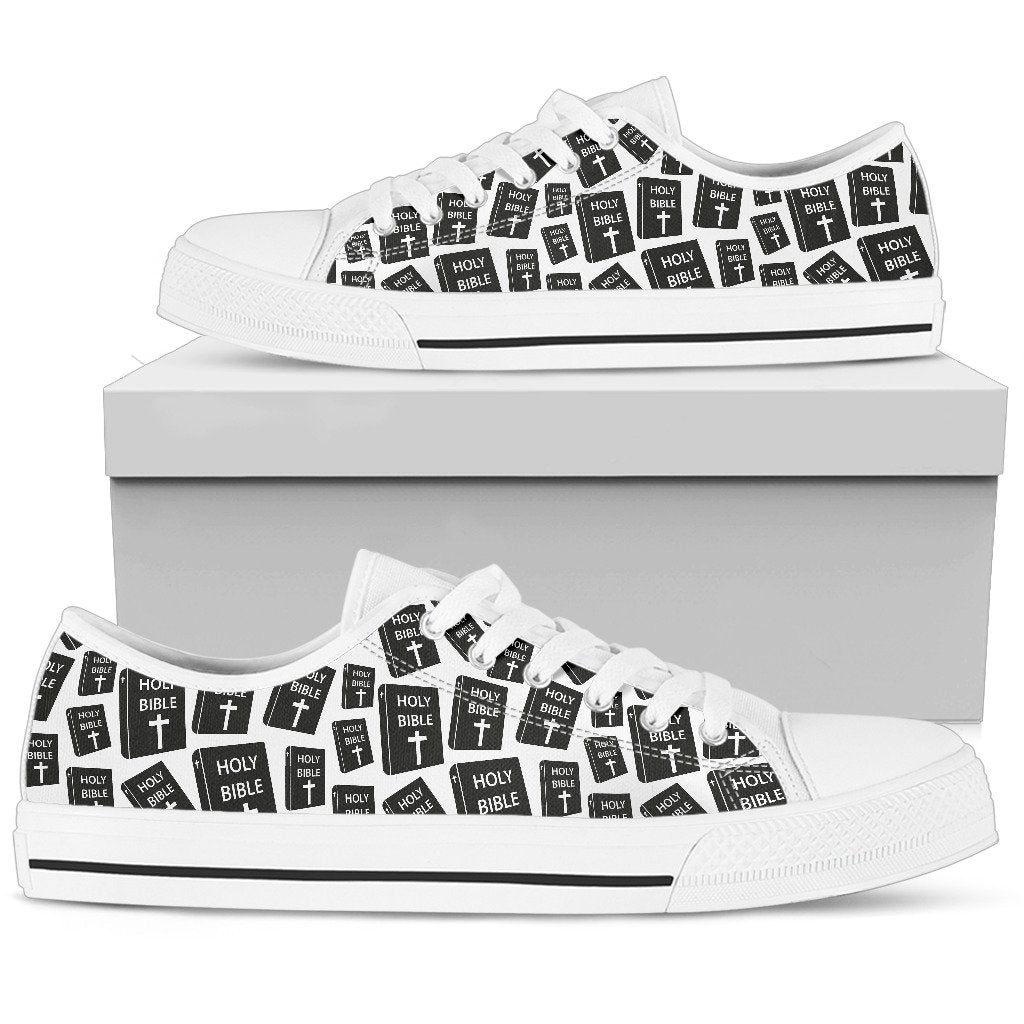 Christian Holy Bible Book Pattern Women Low Top Shoes