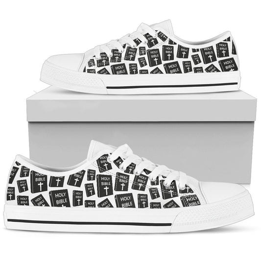 Christian Holy Bible Book Pattern Women Low Top Shoes