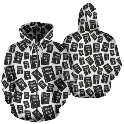 Christian Holy Bible Book Pattern Zip Up Hoodie