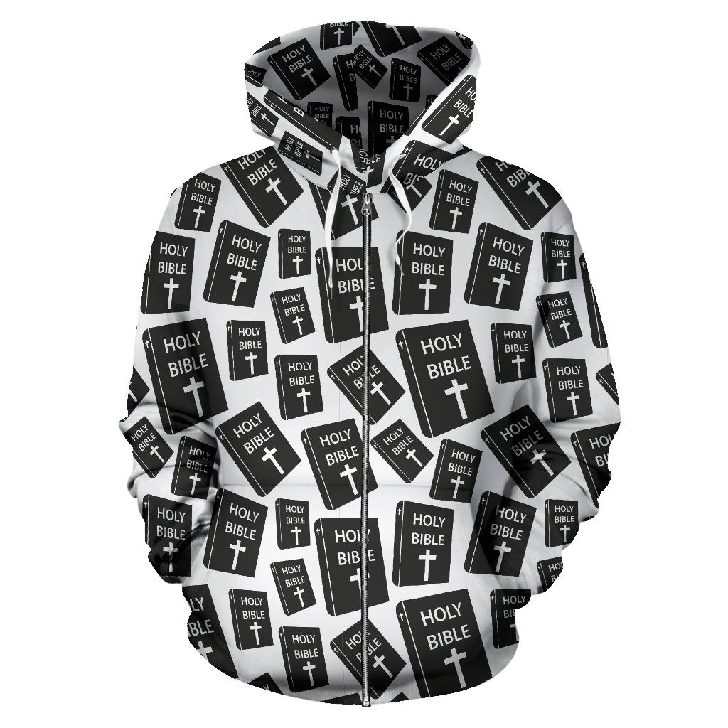 Christian Holy Bible Book Pattern Zip Up Hoodie