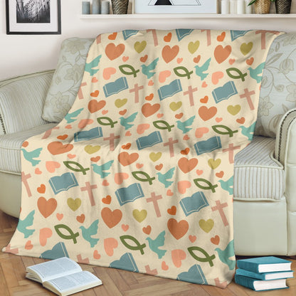 Christian Symbol Pattern Fleece Blanket